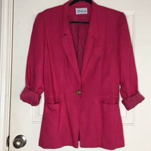 Solid Long Sleeve Hot Pink Maxi Blazer💕